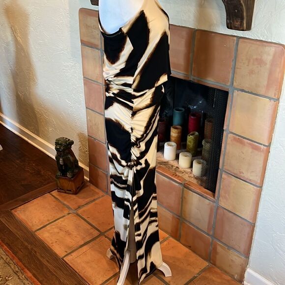 Julian Chang Animal Print One Shoulder Long sleeved Maxi Dress, M! - Picture 5 of 8